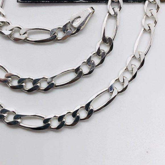 Sterling Silver 5mm 16" Figaro Chain - Picture 2 of 5